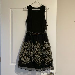 Black and gold size 6 fit n flare dress